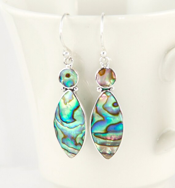 Sterling Silver Abalone Shell Earrings Bohemian by LoveBaliJewelry