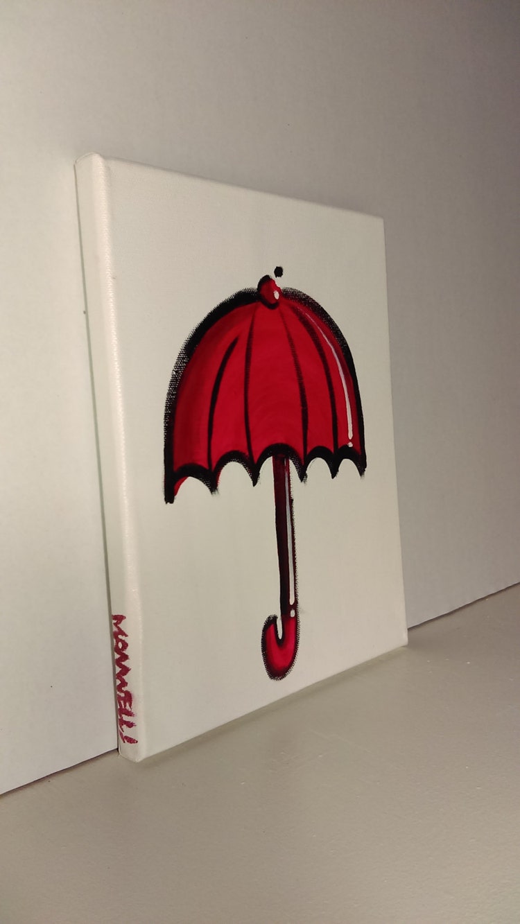 Red umbrella canvas art by Canvasforu on Etsy