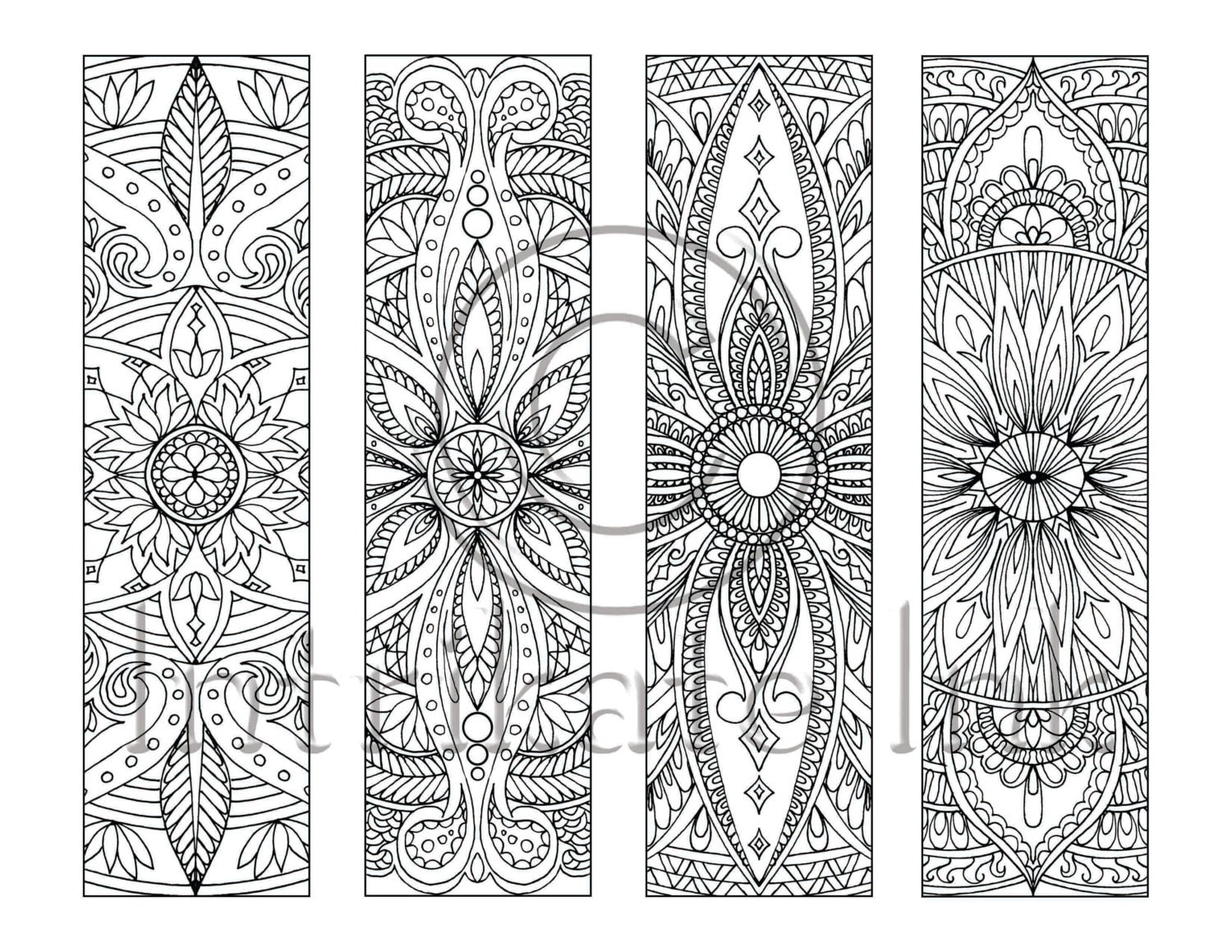 4 mandala colouring bookmarks set 5 instant download