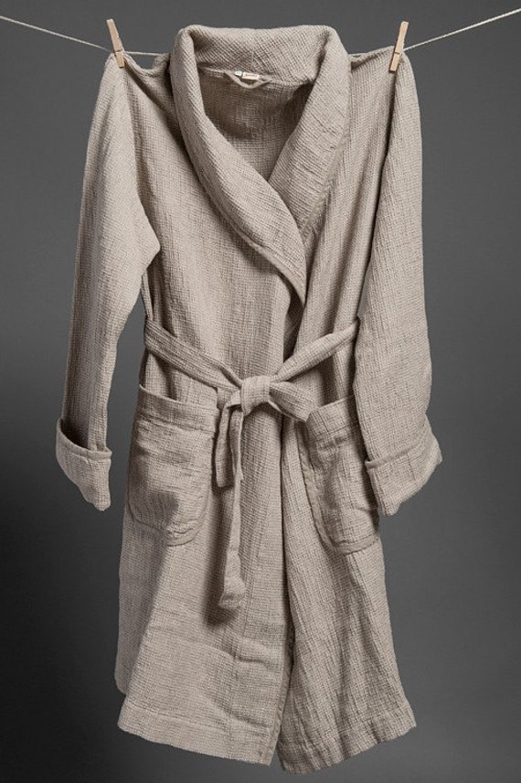 Linen bathrobeROBE Grey linen / cotton MEN's bathrobe