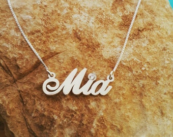 Mia style Sterling Silver Name Necklace, Birthstone Necklace, ORDER ANY NAME, personalized name necklace, necklace with name, custom mad