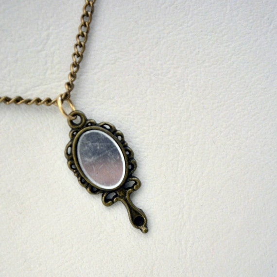Vintage mirrors charm on chain by KittyInTheMoon on Etsy