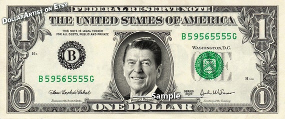 RONALD REAGAN on a REAL Dollar Bill Cash Money Collectible