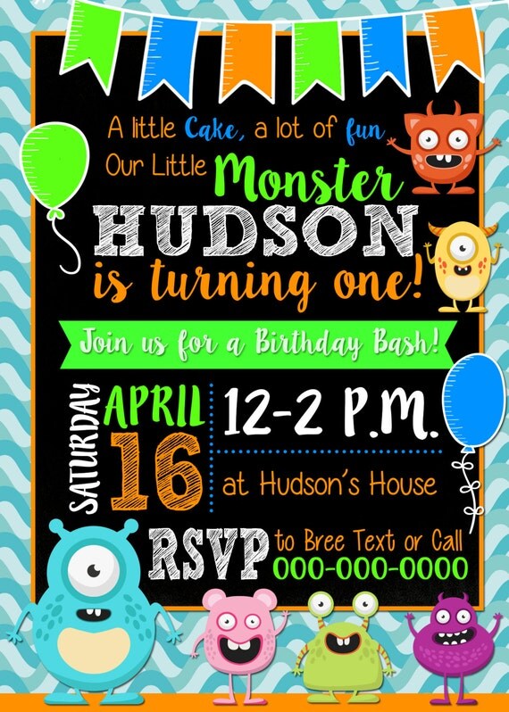 Monster Themed Birthday Party Invitations 3