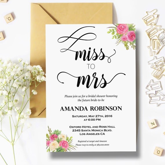 Miss To Mrs Bridal Shower Invitations 6