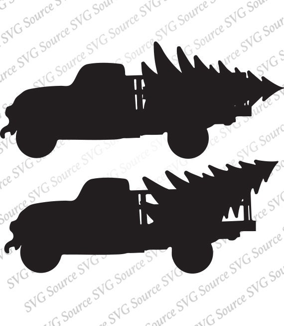 Download Christmas Tree Truck SVG Silhouette Graphic Download DXF