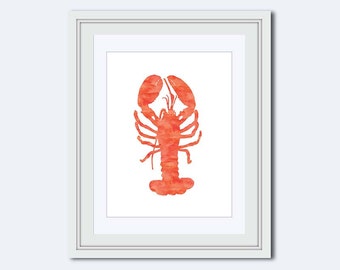 Lobster Printable - sea life print - lobster wall art - lobster Art Print - beach decor - lobster print - watercolor lobster - Printable Art