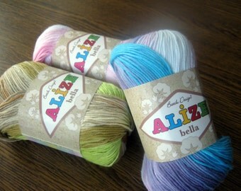 Cotton yarn Bella batik, crochet yarn, knit yarn, pure cotton, summer yarn, baby yarn, yarn for sale, yarn online, Alize yarn,