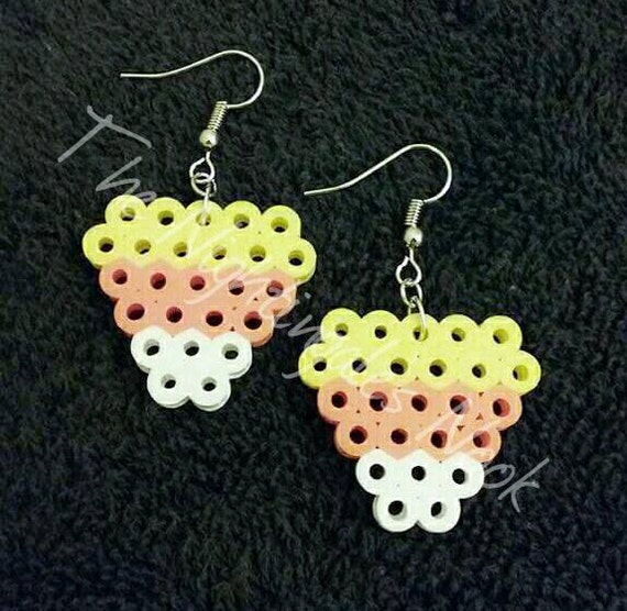 Items similar to Mini Candy Corn Perler Bead Dangle Earrings on Etsy