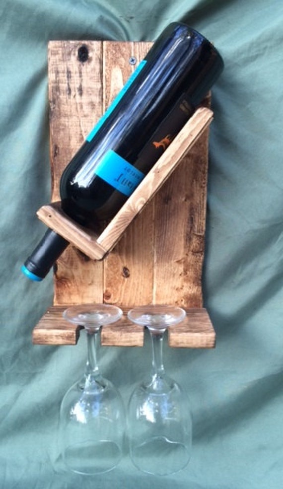 Items similar to 1 Bottle Wine Rack and 2 Glass Holder on Etsy