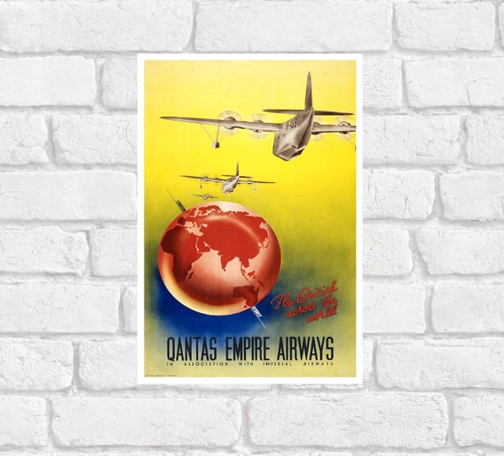 Vintage Qantas Airways Air Travel Poster Print by AndysPrintsUK