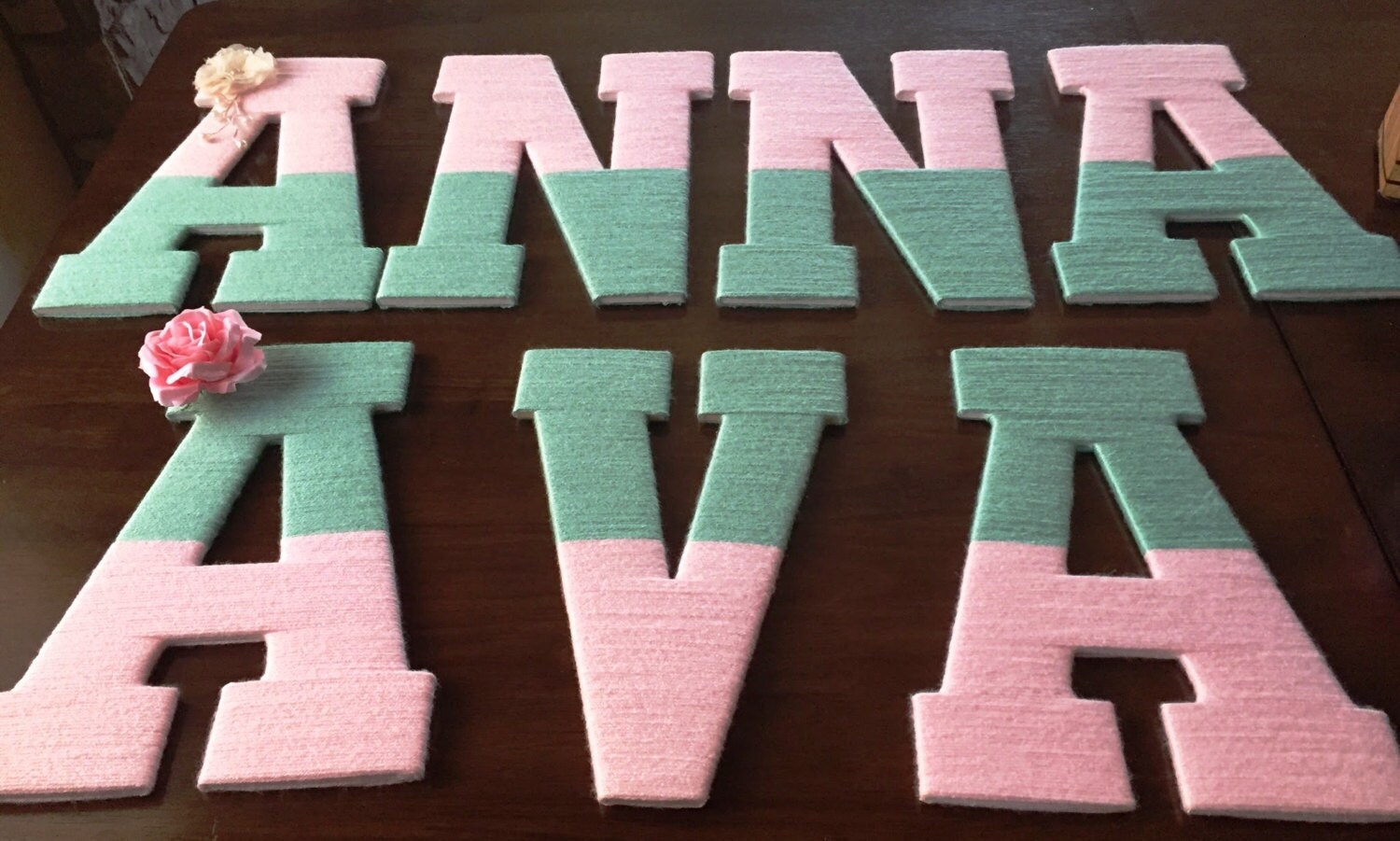 Wall Hanging Letters Personalized Baby Girl Name Pink/Green