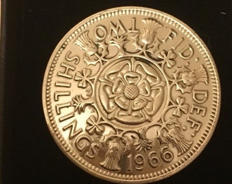 50th birthday gift 1967 Two Shilling Florin Polished Coin - Perfect Gift Birthday Bespoke