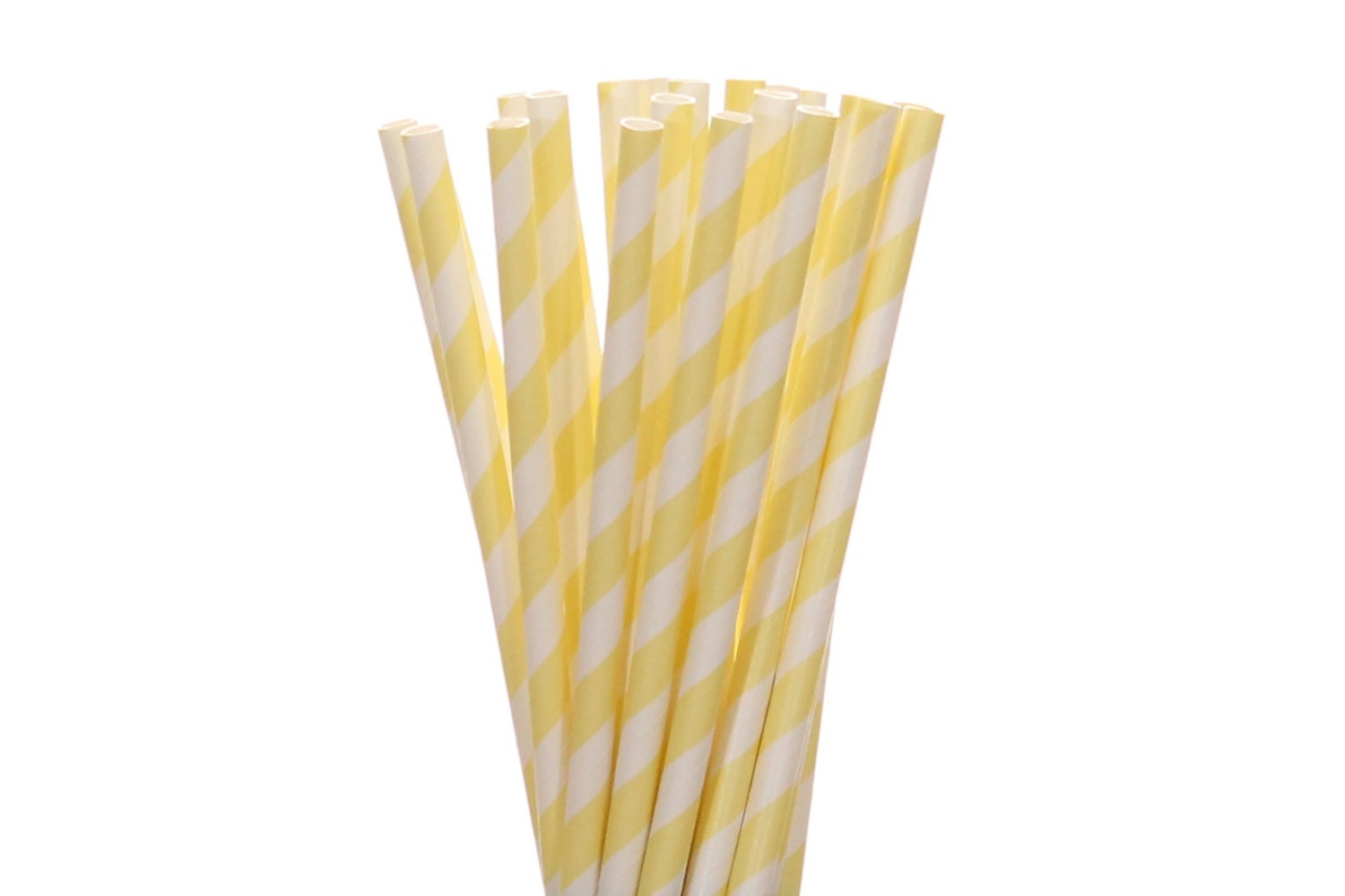 Paper Straws Pale Yellow Striped Paper Straws Gender Neutral