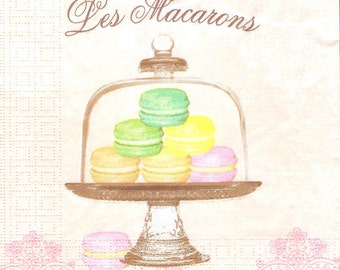 Macarons decoupage paper napkins, 4 Paris napkins for decoupage, French sweets napkins, collage and mix media serviette, paper crafts g010