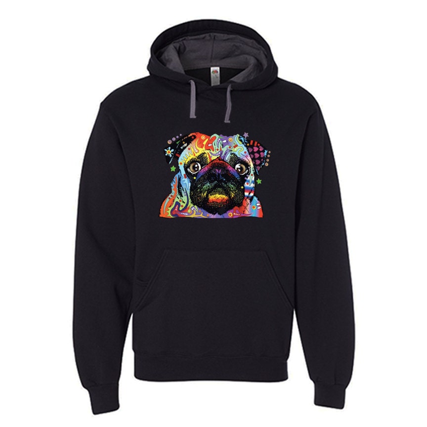 Neon Pug Hoodie Colorful Fluorescent Hooded Sweatshirts