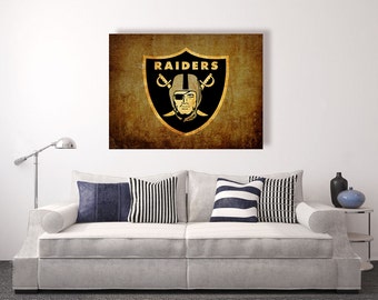 Oakland Raiders vintage style Canvas Print, vintage football decor, football room decor, room decor for men, apartment decorating ideas