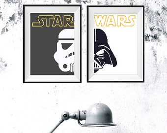 Star Wars Cross Stitch Pattern Darth Vader Clone PDF Instant download hero heroes Yoda movie boys funny easy Counted printable Birthday Gift
