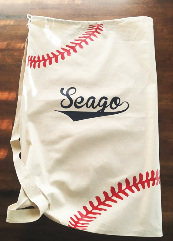 Items similar to Baseball Laundry Bag, Large Canvas Bag, Baseball Bag