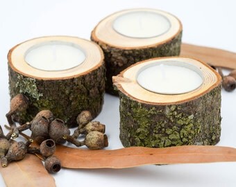 3 Slim Candle Holders, Douglass Fir Wood Candle Holders for Rustic Wedding, Wedding centerpiece, Tea Light Holder, Rustic Candle Holder