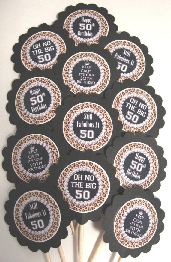 50th Birthday  Cupcake Toppers Party Picks  Item 719 Free 