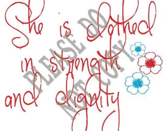 She is clothed in strength and dignity, SVG