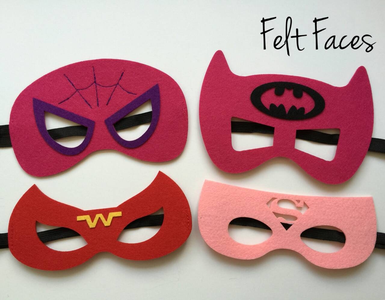 SET OF 8 Supergirl Masks Girls Superhero Party by KSFeltFaces