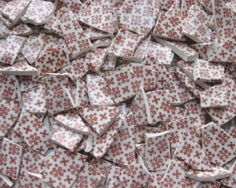 Mosaic Tile Pieces, Over 250 Pieces, Red and White Tiles, #261