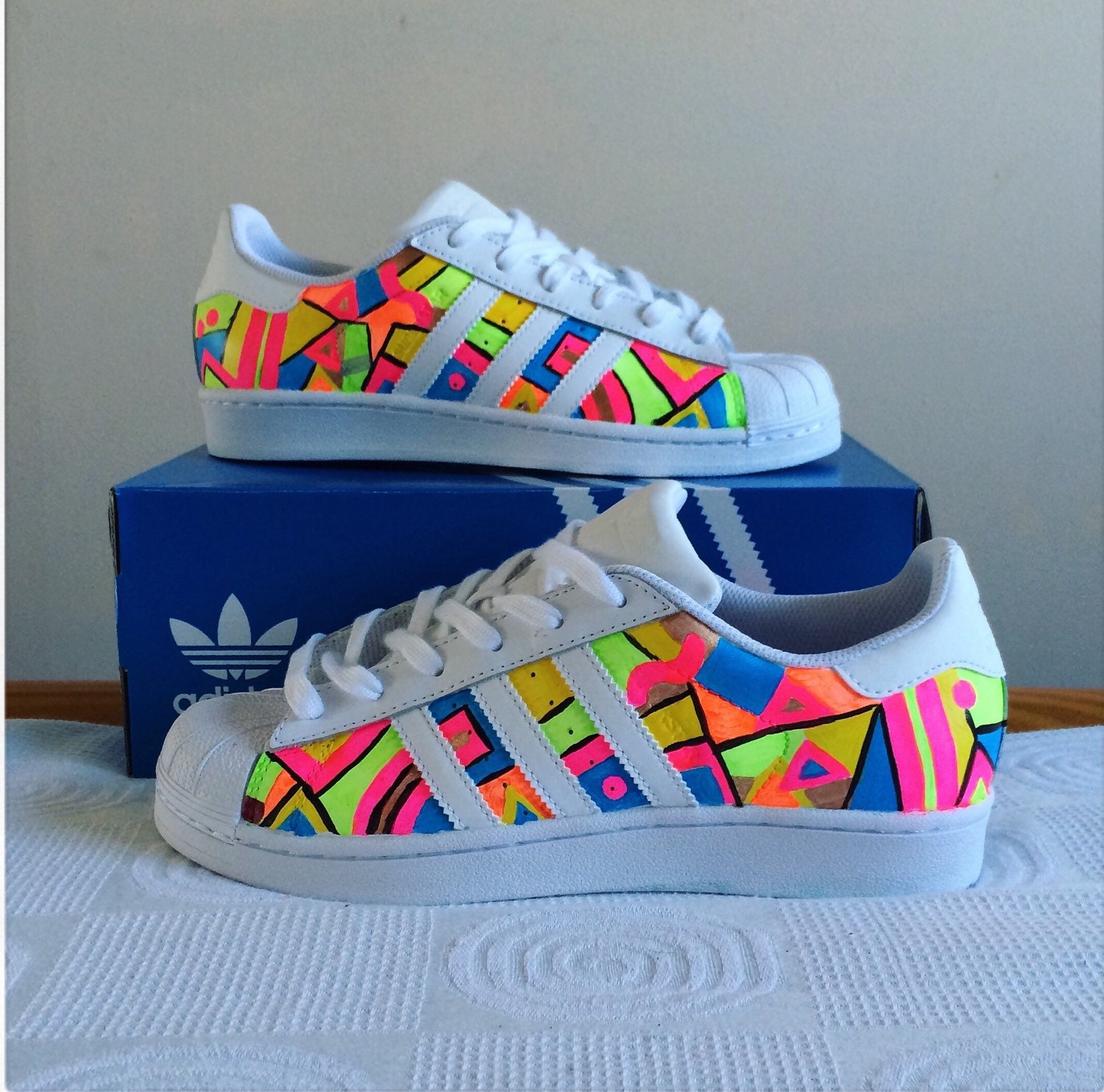 Custom adidas superstars by ButterfaceClothing on Etsy