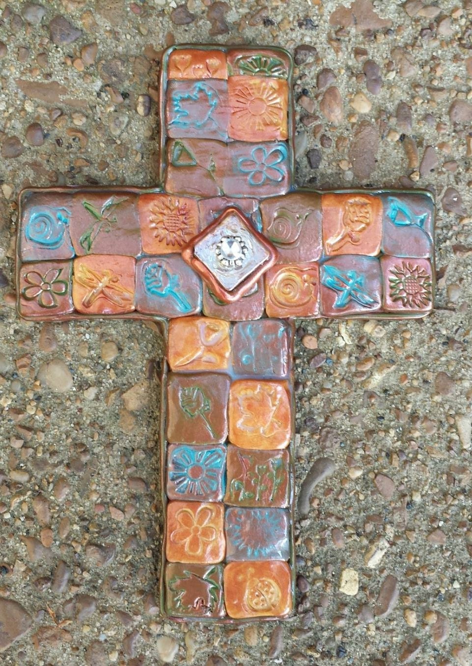Medium Polymer Clay Cross Wall hanging by OpalandJewellDesigns