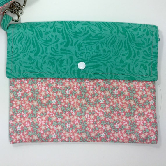 CLEARANCE SALE Diaper Bag Clutch Pink and Green Teal Bag
