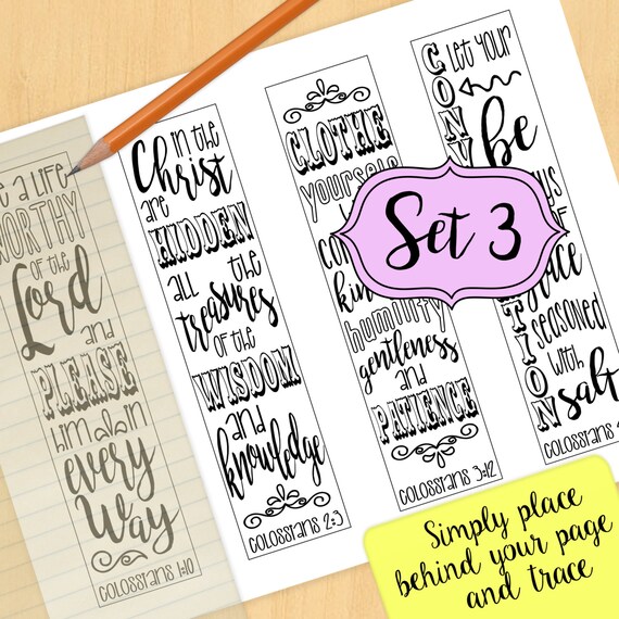 set 3 bible journaling printable by bibleversecoloring on etsy