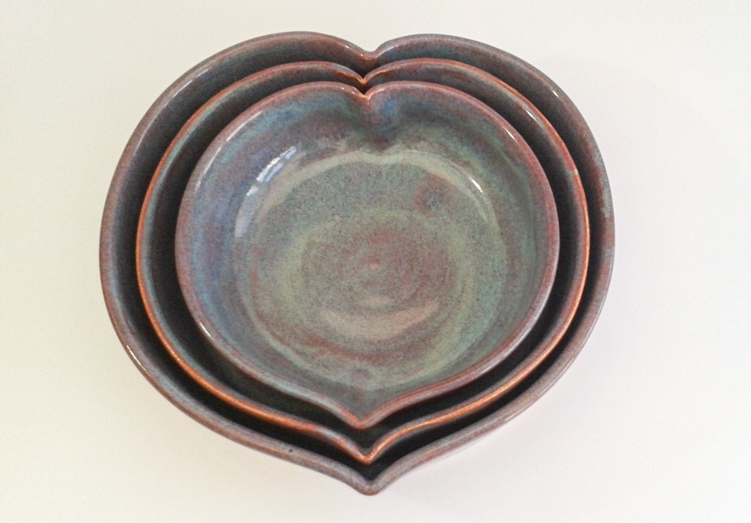 Ceramic Heart Shaped Nesting Bowls/Dishes set by PotsAboutPottery