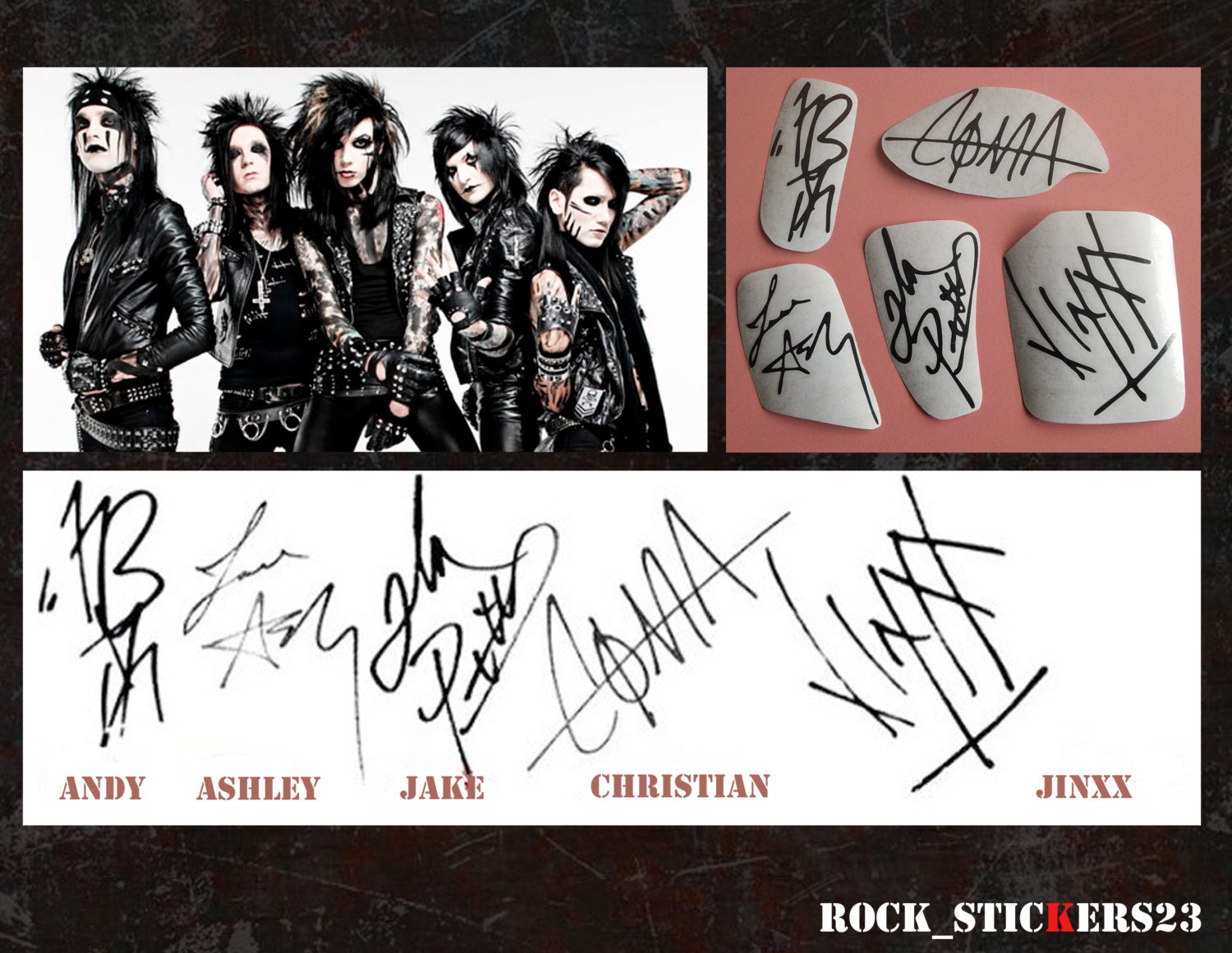 Black Veil Brides guitar stickers signature vinyl Andy