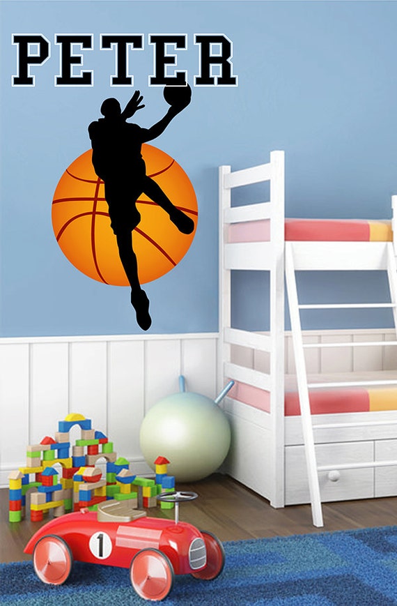 kcik1624 Full Color Wall decal basketball player name boy