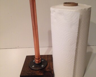 Industrial 3/4" Copper Pipe Paper Towel Holder (Pick your own stain (Base))