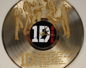One Direction Laser Etched Gold Vinyl LP Record Battery Operated Wall Clock - Great Gift For Him - Great Gift For Her - Great Gift For Teen