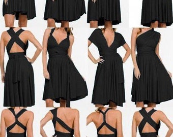 Black Infinity Dress Bridesmaids dress short straight hem Convertible/Infinity Dress