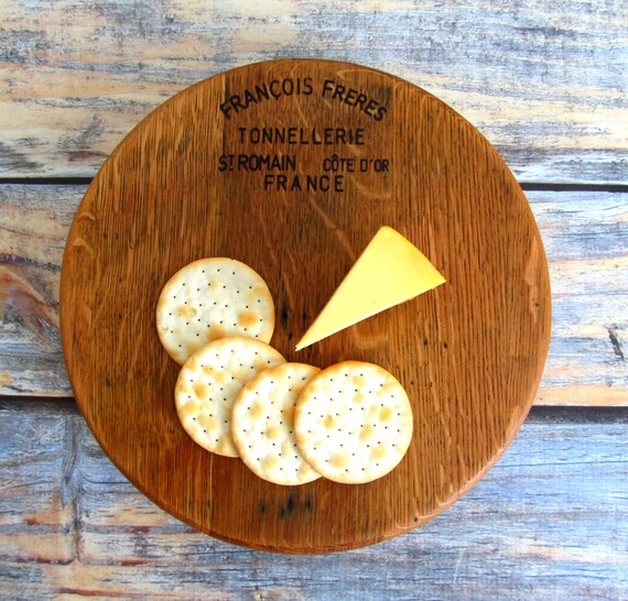 Wine Barrel Lazy Susan Round Cheese Board by BarrelArtNapaValley