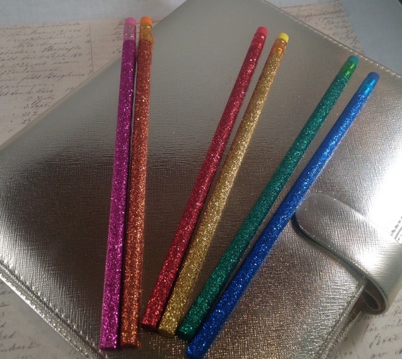 Glitter pencil bright glittery pencils by CharliesMagpie on Etsy