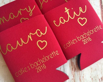 Bachelorette Party Favors - Bachelorette Can Coolers - Wedding Favors - Personalized Bridesmaid Gift - Bachelorette Party