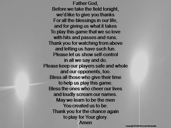 Christian Pre-Game Football Prayer Print Digital Download