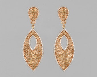 Earrings 14 K Gold 7 CT diamonds