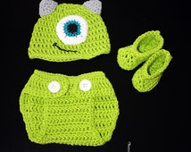 Monster inc. ganchillo monstruo traje, Baby Monster Inc, bebé Mike Wazowski traje,