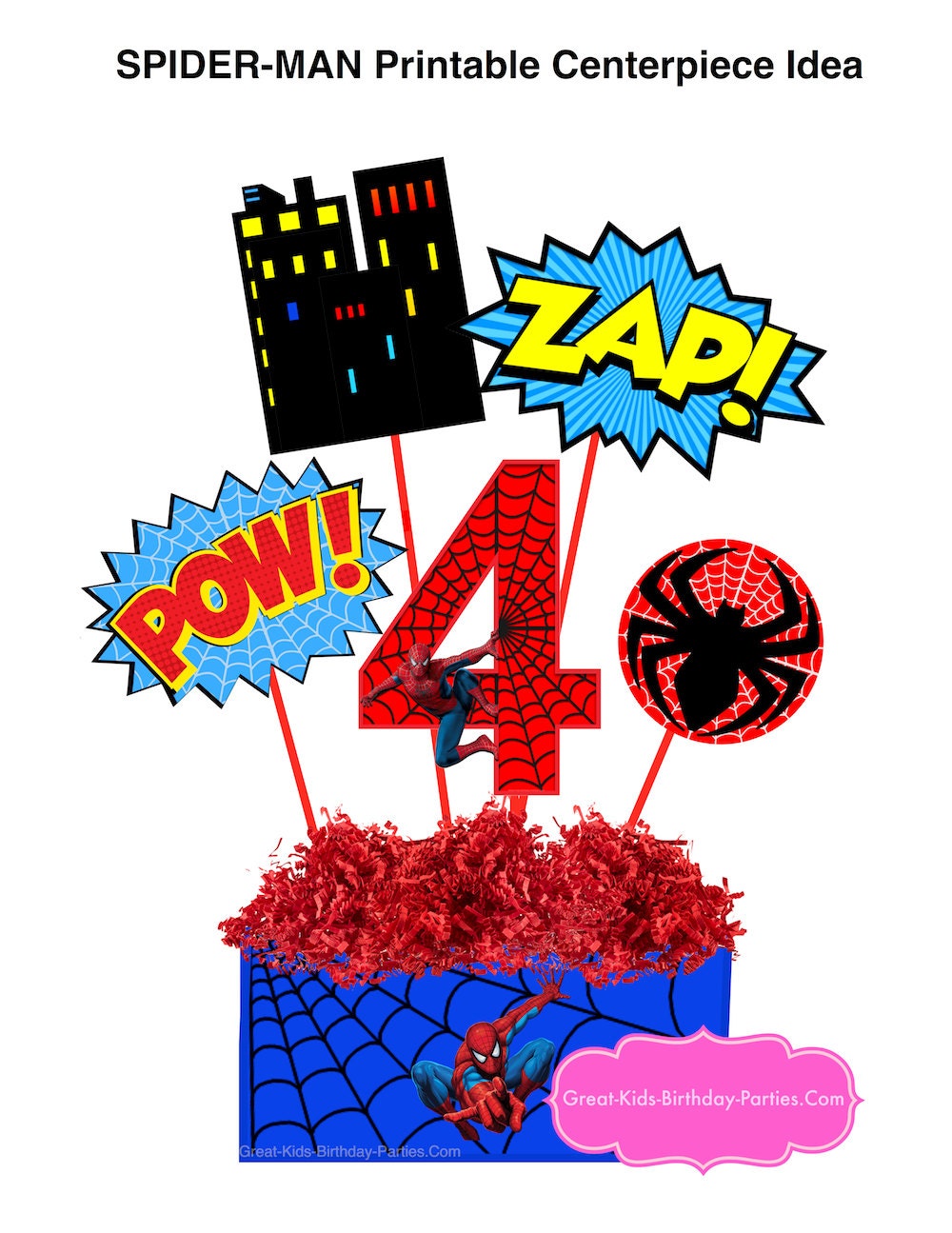 spiderman printable number 10 centerpiece instant download