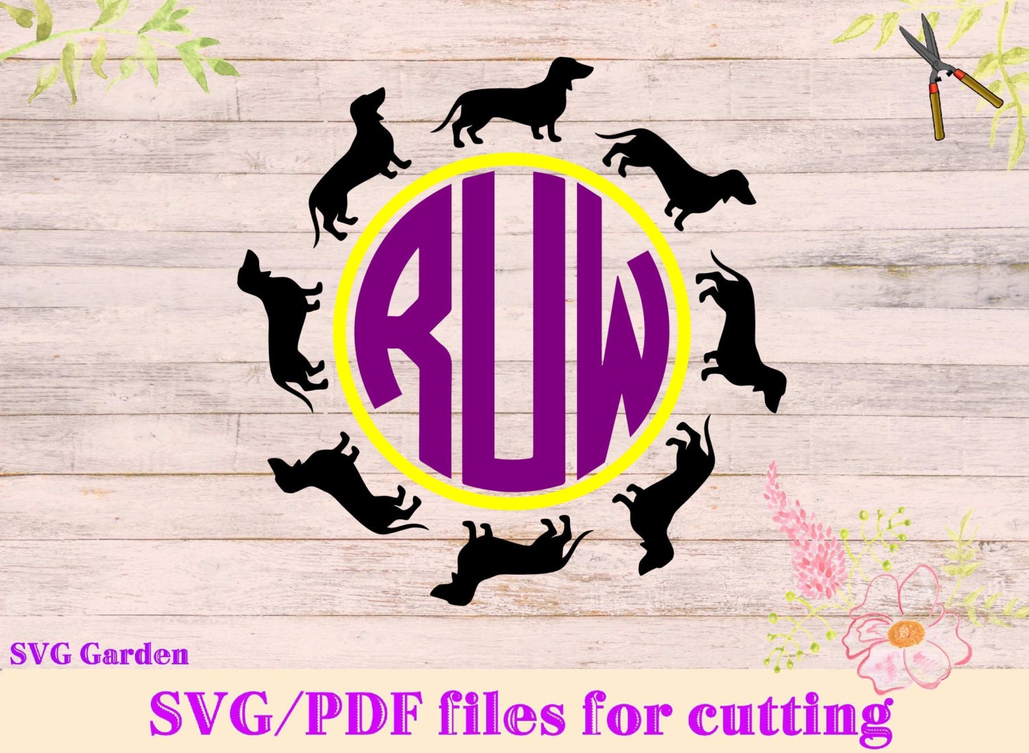 Download Dachshund Circle Monogram SVG Dachshund SVG file Cricut and