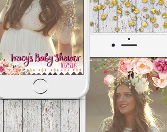 Baby Shower Geofilter, Cute Baby Shower Filters, Boho Snapchat It's a Girl Baby Shower, Floral Baby Geofilter, Girl Baby Shower Its a Girl