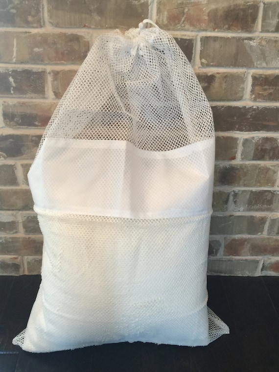 White Mesh Laundry Bag White Drawstring Laundry by MonogramStores