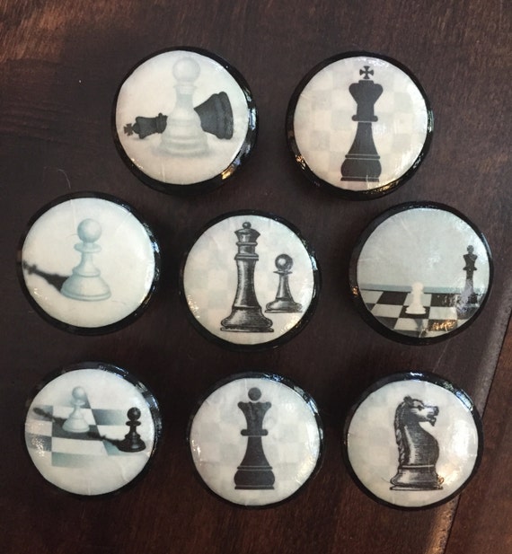 1.5 inch Chess theme cabinet knobs drawer pulls black and