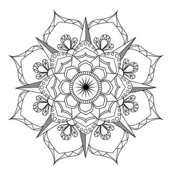 Flower Mandala-Coloring page-Adult coloring-art-therapy-pdf